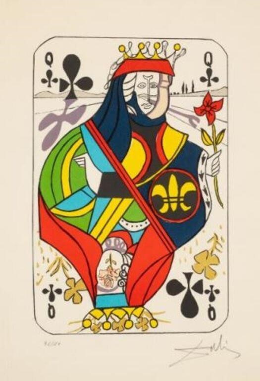 "Queen of Clubs", Salvador Dali Lithograph.