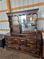 vintage wood dresser and mirror
