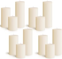 12 Pillar Candle 3x4,6,8 (Ivory White)