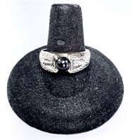 Sterling Black Star Sapphire Ring 5 Gr Size 8.75