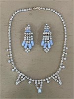 Blue Rhinestone Necklace and Earring Set