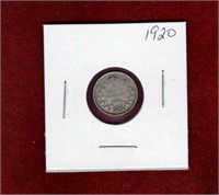 CANADA 1920 SILVER 5 CENT COIN