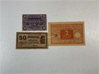 Three notegeld notes from Germany
