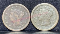 (2) US Large Cents (1848 & 18??)