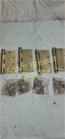 4 Hager USA polish brass 4.5 in brass hinges, new