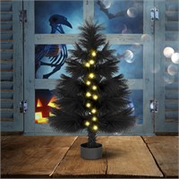 2FT Black Mini Tree with Lights  Halloween/Xmas