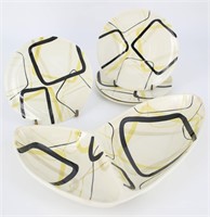 Red Wing Pottery Atomic Mod Black & Yellow Dishes