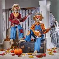 Halloween Decor Animated Dueling Banjo Skeletons