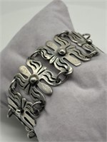 Vintage Sterling Silver Textured Panel Bracelet