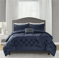 $56Mainstays 5-Piece Blue Check Comforter Set, Kin