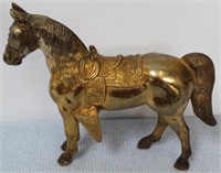 Brass Plated Metal Horse - 12" long x 10" tall
