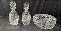 Group of crystal decanters & bowl