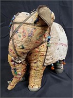 Vintage stuffed embroidered Indian elephant, as is