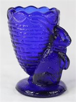 Bunny & Basket Cobalt Toothpick Holder