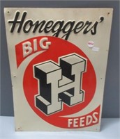 Tin Honegger's big feed sign. Measures: 17" H x