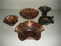5 Pieces Carnival Glass