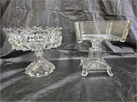 2 1890s Early American Pressed Glass Compotes