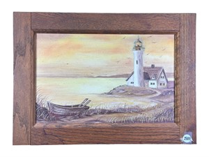 Signed Oil on Canvas Lighthouse