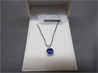 Sterling Silver Pendant with Blue Gem