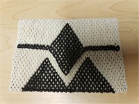 Black and  White Beaded Coin Purse or Wallet