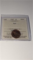 1967 Canada One Cent Coin Graded