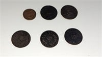 Lot of 6 Early Newfoundland Coins
