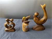 3 Piece Lot of Wooden Carved Figures