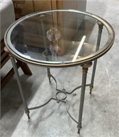 Vintage Round GlassTop and Metal Base Side Table