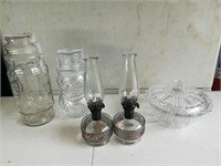 Glassware Mr. Peanut Jar, Lanterns, Bowl More