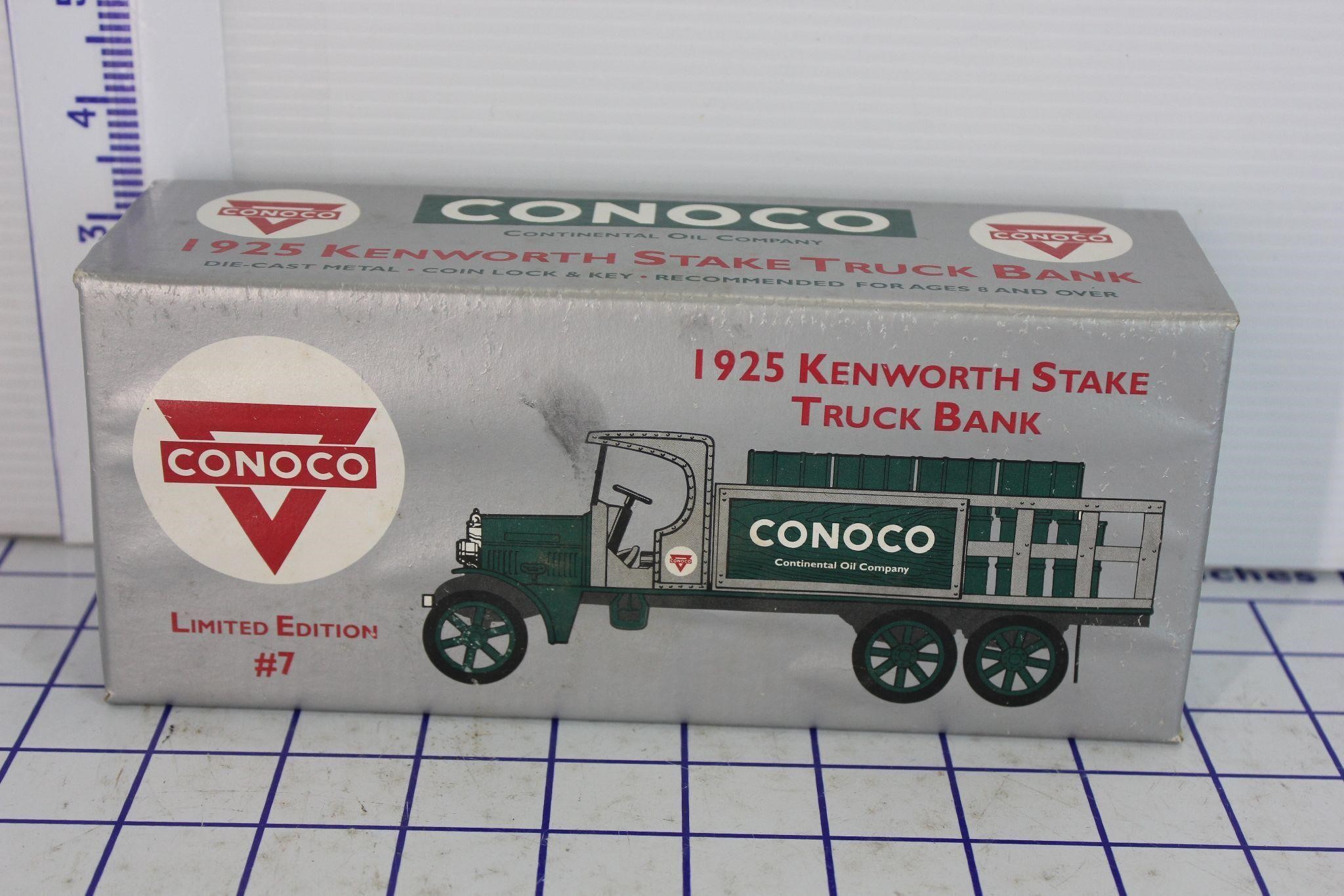 CONOCO 1925 KENWORTH STAKE TRUCK DIE CAST BANK