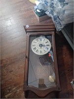 Antique New England Wall Clock w/ Key and Pendalum