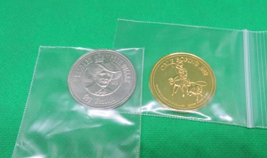 2x 1982 Calgary Stampede 1981 Token Coin Dollars