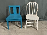 Pair of vintage painted childrens chairs