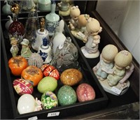 Collection of decorated bells, some alabaster and