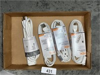 Power Strip and (3) Extension Cords - New