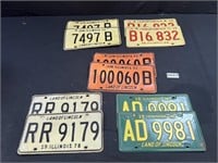 (5) Pair Illinois License Plates