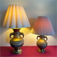 2 Vintage Brass Asian Lamps