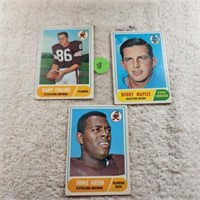 3 Different 1968 Topps Football Cards