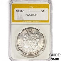 1898-S Morgan Silver Dollar PGA MS61