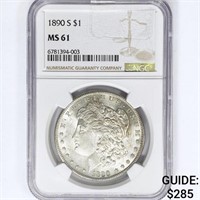 1890-S Morgan Silver Dollar NGC MS61