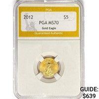 2012 $5 1/10oz American Gold Eagle PGA MS70