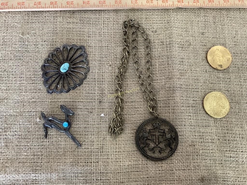 Pins,  necklace,  Robert Emmet gold piece