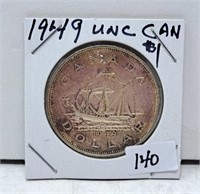 1949 UNCIRCULATED CANADA SILVER DOLLAR