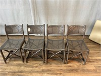 4pc LaCor Kevin Rattan & Leather Side Chairs