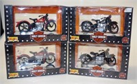 Four Harley Davidson Vintage series motorcycles