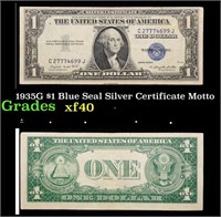 1935G $1 Blue Seal Silver Certificate Grades xf Mo