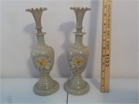 Pr. Bristol hand pted butterfly decanters
