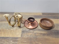 Wood Bowl & Candle Holders