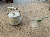 Vtg JCPenny Porcelain Tea Pot; Glass Measuring Cup