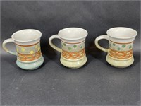 Painted Pottery Geometric Mug Set
